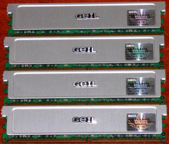 4x 1GB GEIL PC2-6400 DDR2 800MHz CL=5-5-5-15 SDRAM 1.8V 240-pin GX22GB6400DC PN2253 Taiwan