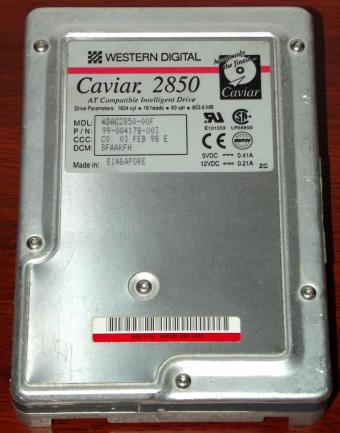 Western Digital Caviar 2850 WDAC2850 IDE 853,6MB HDD 1998