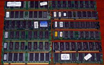diverse 128MB PC133 RAMs Infineon, Hyundai, workX, NEC, NCP
