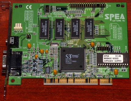 SPEA Software AG V7 Mirage Video S3 Trio64V+ 86C765 GPU Phoenix Bios V1.06 PCI Diamond Multimedia Company 1995