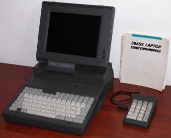 LTD LOGI 386SX 16MHz Laptop 4MB RAM, 80MB HDD, 1.44MB Floppy, 230V Anschluss, Logicraft Products MFG-PTE Model 80, inkl. Keypad & Handbuch/Tasche 1990