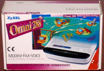ZyXEL Omni 288S Ultra-High Speed 28.8Kbps V.34 Fax-Voice Modem in OVP BZT A119-931F Taiwan 1995