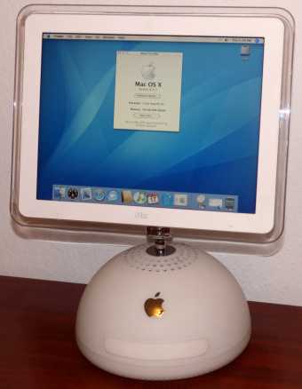 Apple iMac G4 (Lampe) 1GHz PowerPC-CPU 768MB DDR-SDRAM HL-DT-ST RW-DVD (GCC-4480B) 150GB Maxtor 6G160P0 HDD Nvidia GeForce4 MX 32MB Grafik AirPort Extreme WLAN