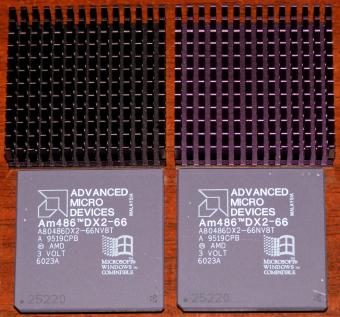 2x AMD Am486 DX2 66MHz CPUs A80486DX2-66NV8T inkl. Kühler