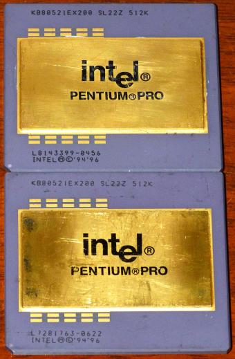 2x Intel Pentium Pro 200MHz CPUs 512K sSpec: SL22Z