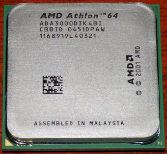 AMD Athlon 64 3000+ CPU (K8 Winchester) ADA3000DIK4BI CBBID 0451DPAW Socket-939 Malaysia 2001