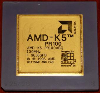 AMD K5 100MHz Goldcap CPU PR100ABQ Malaysia 1996