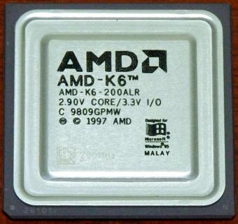 AMD K6 200MHz CPU K6-200ALR 2.90V Core 3.3V I/O Malay 1997