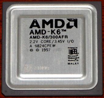 AMD K6 300MHz CPU AMD-K6/300AFR 2.2V Core 3.45V I/O Malay 1997