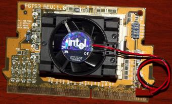 Intel Celeron 466MHz CPU montiert auf Slot-1/Sockel-370 Adapter P6TS3 Rev. 11