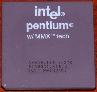 Intel Pentium MMX 166MHz CPU A80403166 sSpec: SL27K 2.8V iPP Philippines 1995