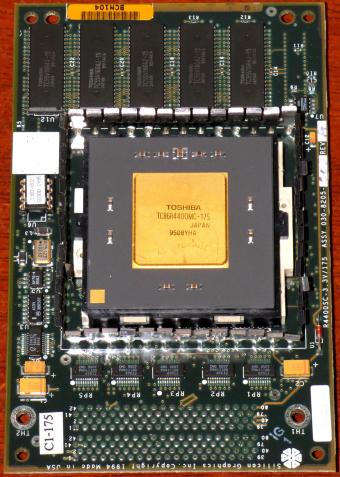 Silicon Graphics Inc. SGI (Indigo/Indy/Challenge) Toshiba TC86R4400MC 175MHz MIPS CPU-Modul Japan 447-pin staggered CPGA, R4400SC 3.3V Assy: 030-8205-003 Rev-A USA 1994