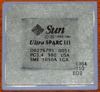 Sun UltraSparc III 750MHz (Cheetah) CPU, SME 1050A, LGA1368, 1999