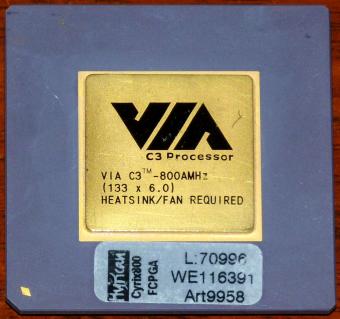 VIA C3 Processor 800MHz CPU 1.6V Taiwan