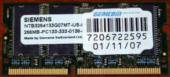 256MB PC133 Siemens NTB3264133G07MT-US Gericom SO-DIMM Notebook RAM