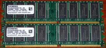 2x 256MB DDR PC3200 Siemens SDU03264B5B21IN-50 SN-17363-20017053 swissbit Infineon
