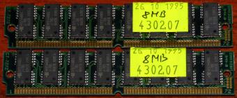 2x 8MB PS/2 RAM Hyundai/Hynix 72-pin 2MX32BIT HY514400A-J-70S Korea 1995