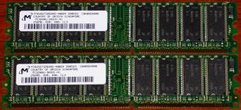 2x 256MB DDR 400MHz CL3 PC3200U-30331-A1 Micron Technology MT8VDDT3264AG-40BG4 200523 CBNBXDH006 Apple PowerMac G5 RAM 184-pin