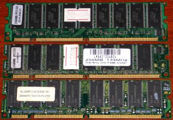 3x 256MB PC133 RAM XELO / Silcom 168-pin