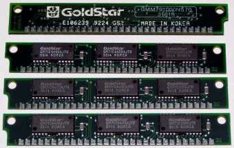 4x GoldStar GMM791000NS70 3161S SIMM RAM E106239 9224 GS2 GM71C4400AJ70
