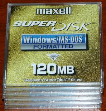 5x 120MB maxell SuperDisk LS-120 Disk OVP/NEU