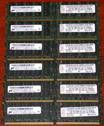 6x 4GB IBM DDR2 ECC Server SDRAM 240-pin 667MHz PC2 5300 CL5 1.8V PN: Y-H/C OPT: 41Y2768 FRU: 41Y2851 Micron MT36HTF51272PY-667G1-1002 Singapore 2010