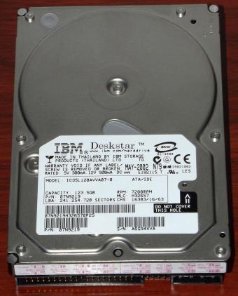 IBM Deskstar IC35L120AVVA07-0 ATA 123,5GB HDD PN: 07N9219 IDE 2002