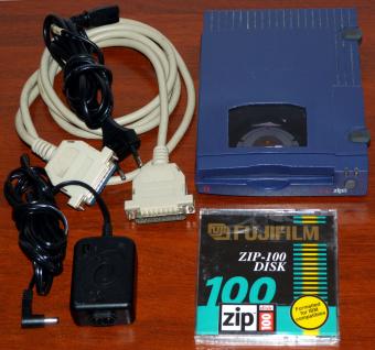 Iomega Zip 100 Drive Z100P2 inkl. Fujifilm Disk PN: 04103501 LPT Parallelport 1999