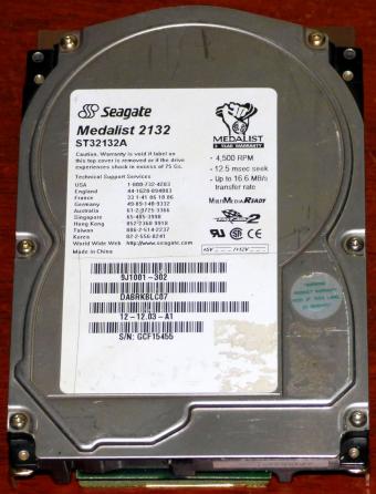 Seagate Medalist 2132 Model ST32132A 2.1GB HDD Fast-ATA2 1997