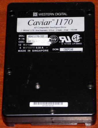 Western Digital Caviar 1170 AT 170MB HDD WDAC1170-32F