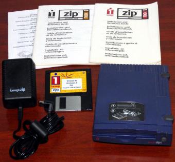 iomega Zip 100 parallel Port FCC-ID: DDXZ100P2 PN: 03091B00 Model-Nr: Z100P2 inkl. Treiber-Diskette & Handbücher, 5V/1A Netzteil & Kabel Philippines 1997