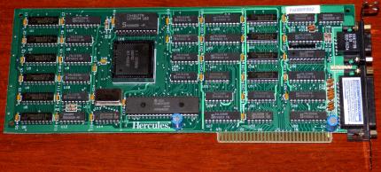 Hercules Computer Technology Inc. HD46505SP, I-1203Q68, HCT VID112, CN48177N, GENROM 102, FCC-ID: EW65T5HERULESMMM 9-pin CGA ISA Grafikkarte