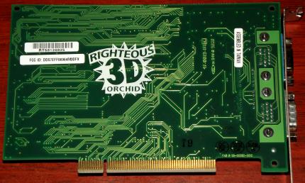 Orchid Technology Righteous 3D FCC-ID: DDS7EFF06964M3DFX inklusive Kabelpeitsche 3Dfx 1998
