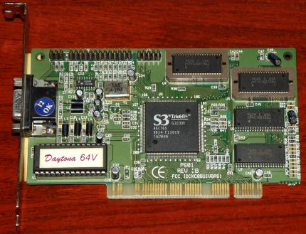 Palit Daytona 64V P601 Rev. B 2MB S3 Trio-64V+ 86C765 FCC-ID: KC8GUIVGAS1 PCI 1997