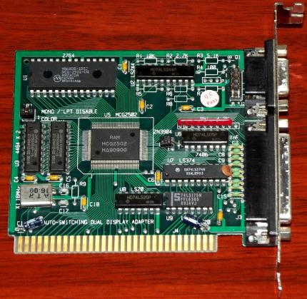 RAM MCG2502 Auto Switching Dual Display Adapter 8-Bit ISA LPT & Grafikkarte