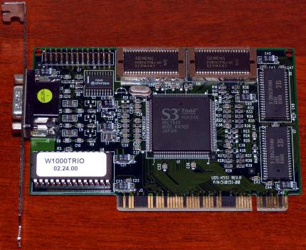 W1000Trio UDS-H5S1 Rev. A, PN: 510151-00, S3 Trio64 86C764X GPU, FCC-ID: HXICP77C22E-01 PCI 1995
