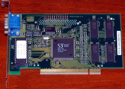 miro Crystal 22SD P Ver. 1.30 S3 Trio64 86C764X GPU FCC-ID: LAHC22SD PCI 2MB Peacock 1995