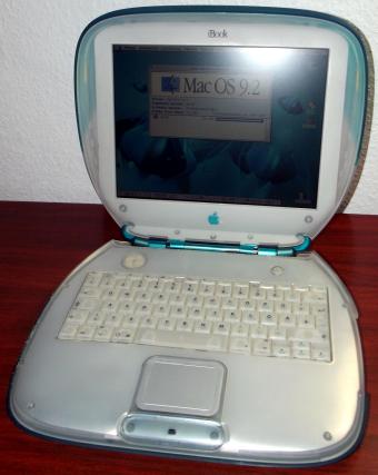 Apple iBook G3 Clamshell (Blueberry) P1 Model: M2453 M7707LL/A 300MHz CPU, 96MB RAM, 10GB HDD, CD-RW/DVD-Combi, 12.1