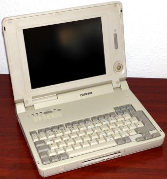 Compaq LTE Elite 4/75CX Laptop 486 75MHz CPU 8MB RAM 340MB HDD Floppy Series 2850B Notebook internes Netzteil & Trackball mit 2 Maustasten auf dem Gehäusedeckel Kult! Farbdisplay ohne Funktion, Front-LEDs leuchten, PCMCIA Slot, FCC-ID: CNT75MB1CB 1994