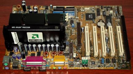 Asus K7M Mainboard mit AMD K7 600MHz CPU & RAM, VIA VT82C686A, AmiBios 1999