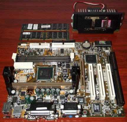 Biostar M6TZE Mainboard, Intel Pentium III 450MHz CPU, 384MB SDRAM, ESS Solo-1 Sound on-Board, Award Bios 1999