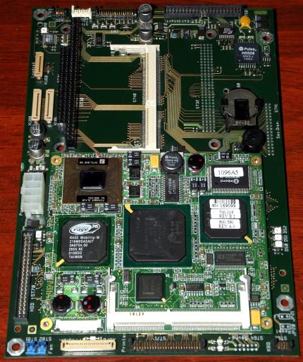 Embedded SBC Mainboard mit INTEL Mobile CPU sSpec: SL4JN, ATI Rage Mobility-M Grafikchip, ESS Soundchip, Intel FW82443ZX AGPset 1998