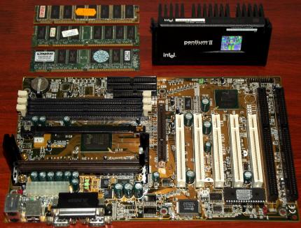 MSI MS-6117 Mainboard, Intel Pentium II 233MHz (SL2HF) CPU, 256MB SDRAM, i440LX, AmiBios 1996