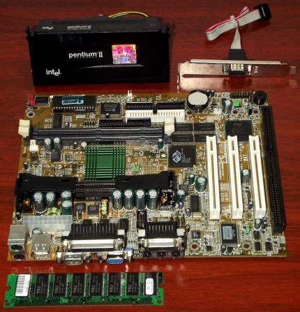 MSI Microstar MS-6147 BX7 Mainboard, Intel Pentium II 350MHz (SL2SF) CPU, 256MB SDRAM, 8MB ATI 3D Rage Pro Turbo & Creative ES1373 SoundBlaster on-Board, Award Bios 1998