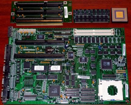 digital Venturis 466d2 Mainboard, Intel 486 DX2 66MHz CPU, 4MB (non-removable) + 16MB PS/2 RAM, S3 Trio32 on-Board Grafik, SiS 85C471 Socket 3, 48D51 AY50409944 50-23579-01,  Phoenix Bios 1994