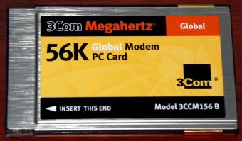 3Com Megahertz 56K Global Modem PC-Card Model: 3CCM156B 1998