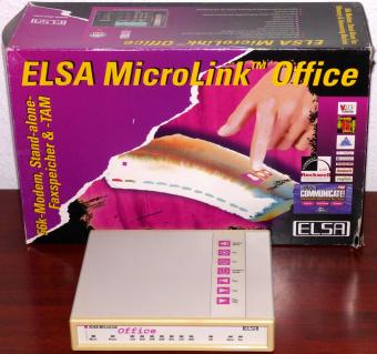 ELSA MicroLink Office 56k Modem Faxspeicher/TAM Rockwell inkl. Adapter-Kabel & Handbücher, AOL & CompuServe CDs Germany ICT D800-215K in OVP