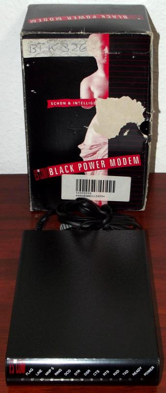 Escom Black Power Modem, V.42bis, 9600 bps, MNP 5, BZT A103862C, 1993