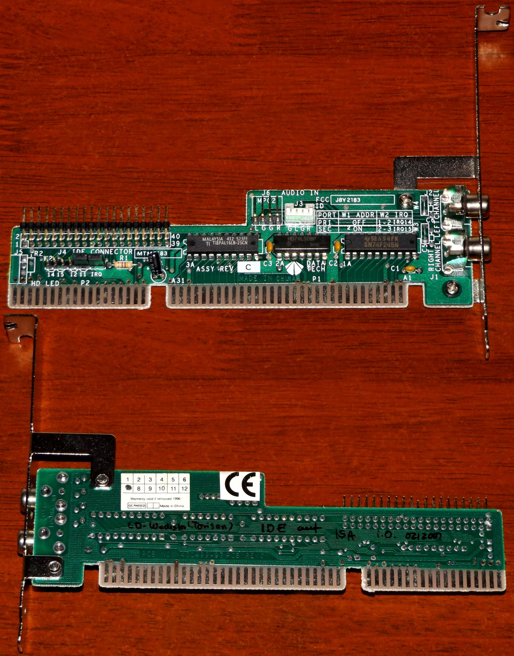 Data-Tech-IDE-Connector-Audio-BNC-Torisan-CD-Wechsler-PCB-No-400499-97-Rev-C-FCC-J8Y2183-ISA-1996.jpg