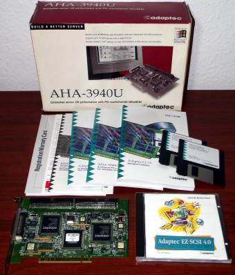 Adaptec AHA-3940U Kit UltraSCSI Controller AIC7880P, 14 Geräte, Treiber-CD & Handbücher in OVP 1995